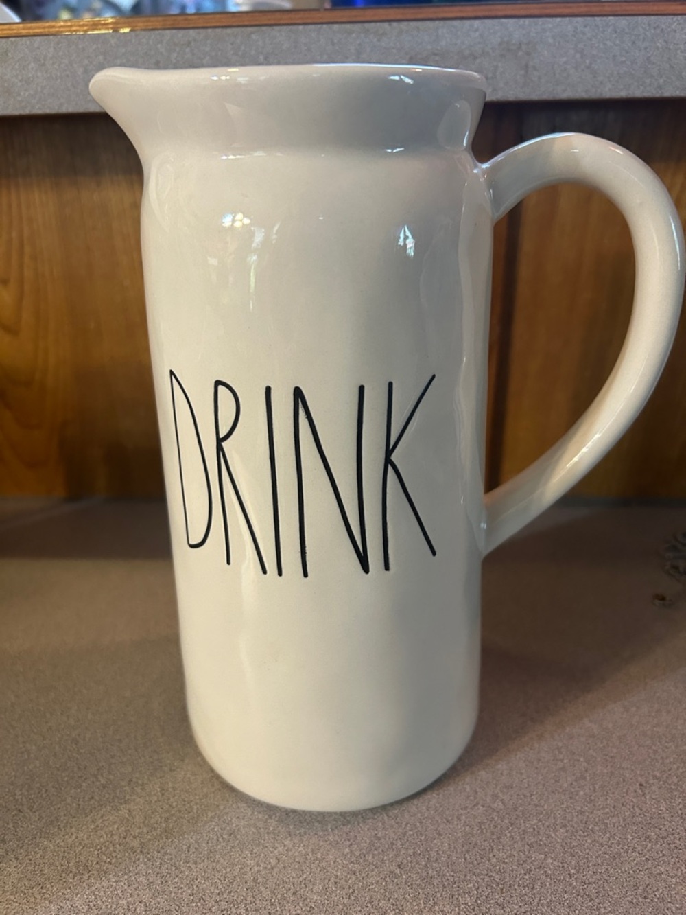 Rae Dunn White Ceramic DRINK Pitcher